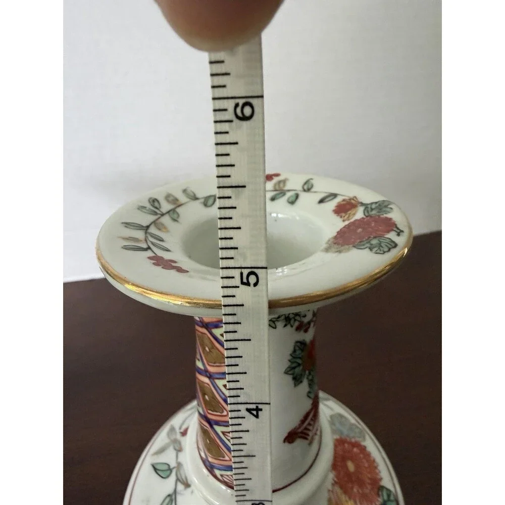 Vtg Gold Imari Japanese Porcelain Hand painted Candlestick Holders set of 2